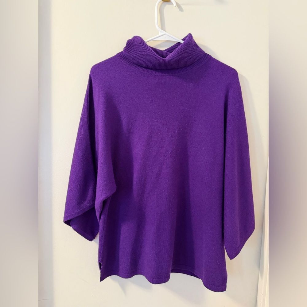 VTG Chico's Royal Purple Cashmere Turtleneck Boxy Cut Sweater